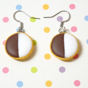 Cookie Earrings, Food Jewelry, Polymer Clay Charm, Food Earrings, Italian Cookie Charm,Black and White Cookie, Gifts for foodie