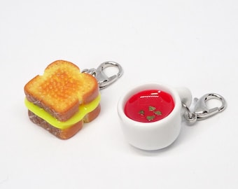 Grilled Cheese and Tomato Soup Charms: Polymer Clay Food Jewelry