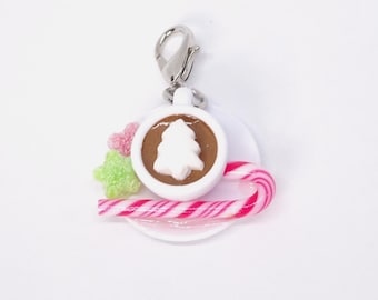 Hot Chocolate Charm, Christmas Charm, Polymer Clay Charm, Food Stitch Marker