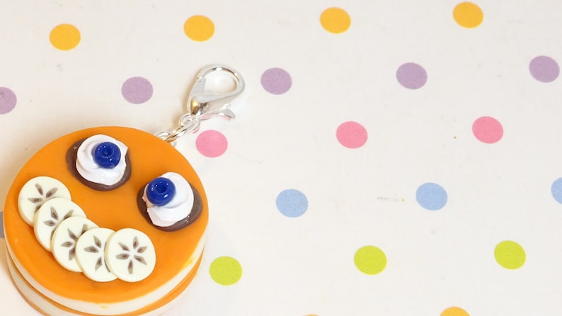 Happy Face Pancake Necklace Food Charm Kawaii Jewelry Polymer Clay Charm Smiley Face Charm Food Jewelry Pancake Charm Miniature Food