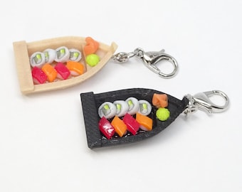 Sushi Boat Charm: Handmade Polymer Clay Food Jewelry