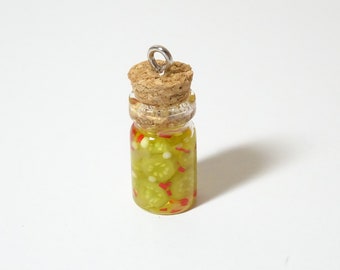 Pickle Jar Charm: Polymer Clay Food Jewelry, Miniature Veggie Gift