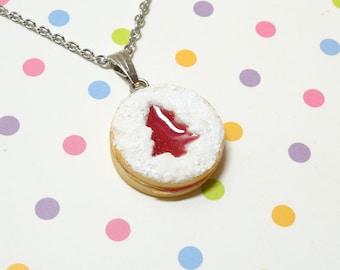 Christmas Necklace, Linzer Cookie Necklace, Food Jewelry, Polymer Clay Charm, Miniature Food Jewelry, Fake Food Jewelry, Gift for foodie