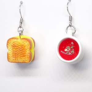 Grilled Cheese & Tomato Soup Earrings: Polymer Clay Food Jewelry
