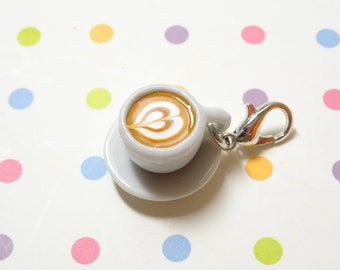 Coffee Charm, Coffee Cup Charm, Food Jewelry, Food Charm, Miniature Food Jewelry, Stitch Marker, Kawaii Jewelry, Coffee Lover Gifts