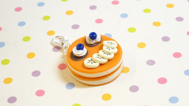 Happy Face Pancake Necklace Food Charm Kawaii Jewelry Polymer Clay Charm Smiley Face Charm Food Jewelry Pancake Charm Miniature Food