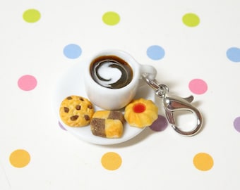 Coffee Cup Charm: Miniature Food Jewelry, Kawaii Stitch Marker