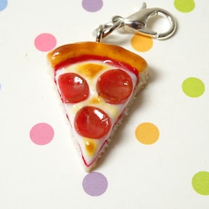 Pizza Charm, Polymer Clay Charm, Food Jewelry, Food Charm, Miniature Food Charm, Stitch Markers, Gifts for foodie, Gifts for her