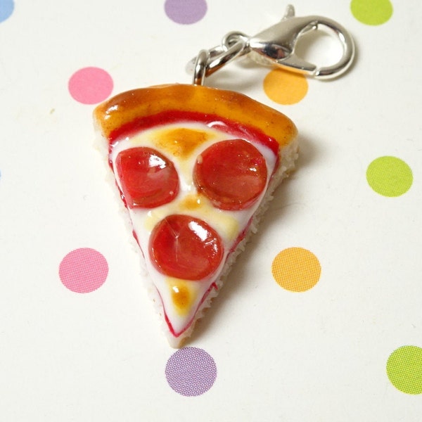 Pizza Charm, Polymer Clay Charm, Food Jewelry, Food Charm, Miniature Food Charm, Stitch Markers, Gifts for foodie, Gifts for her