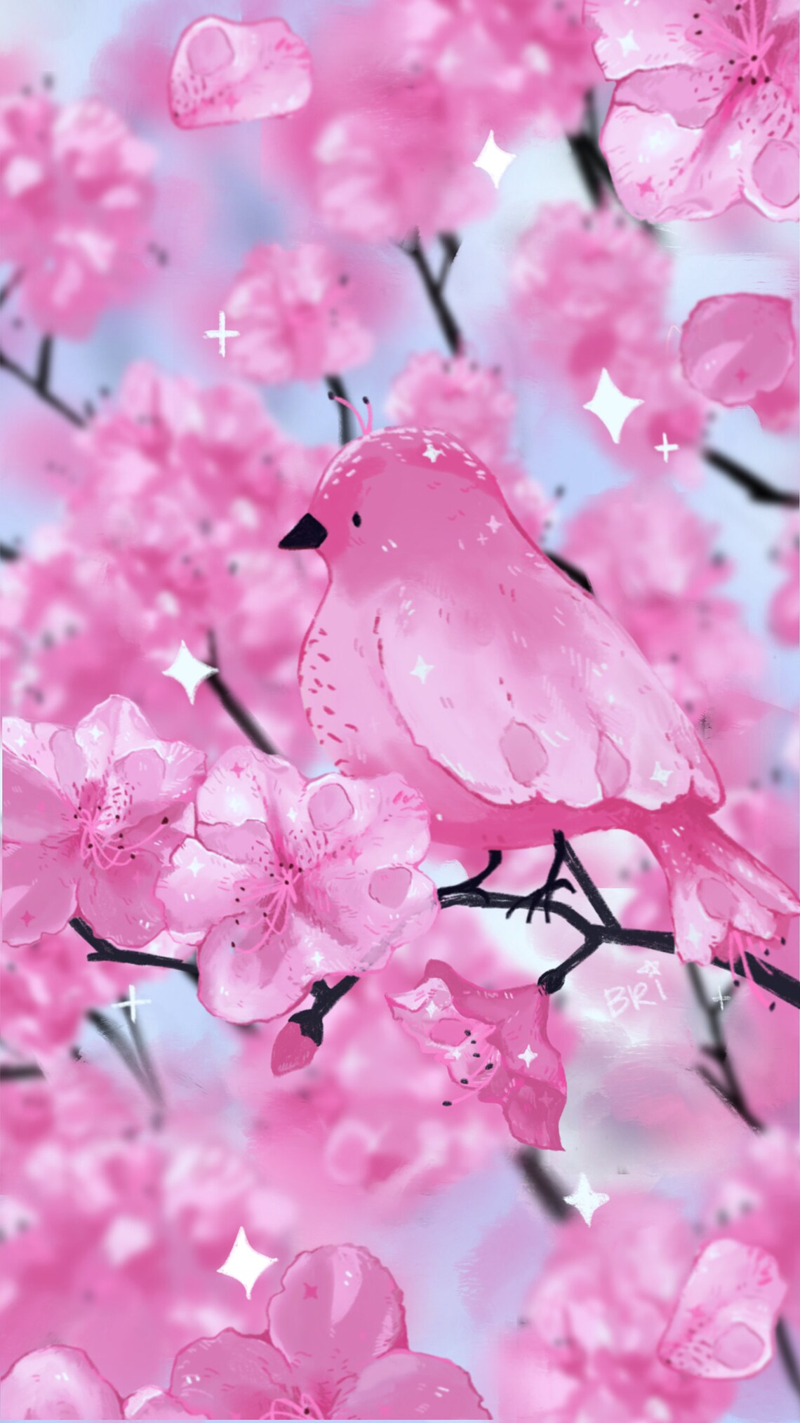 Cherry Blossom Bird Phone Background | Etsy