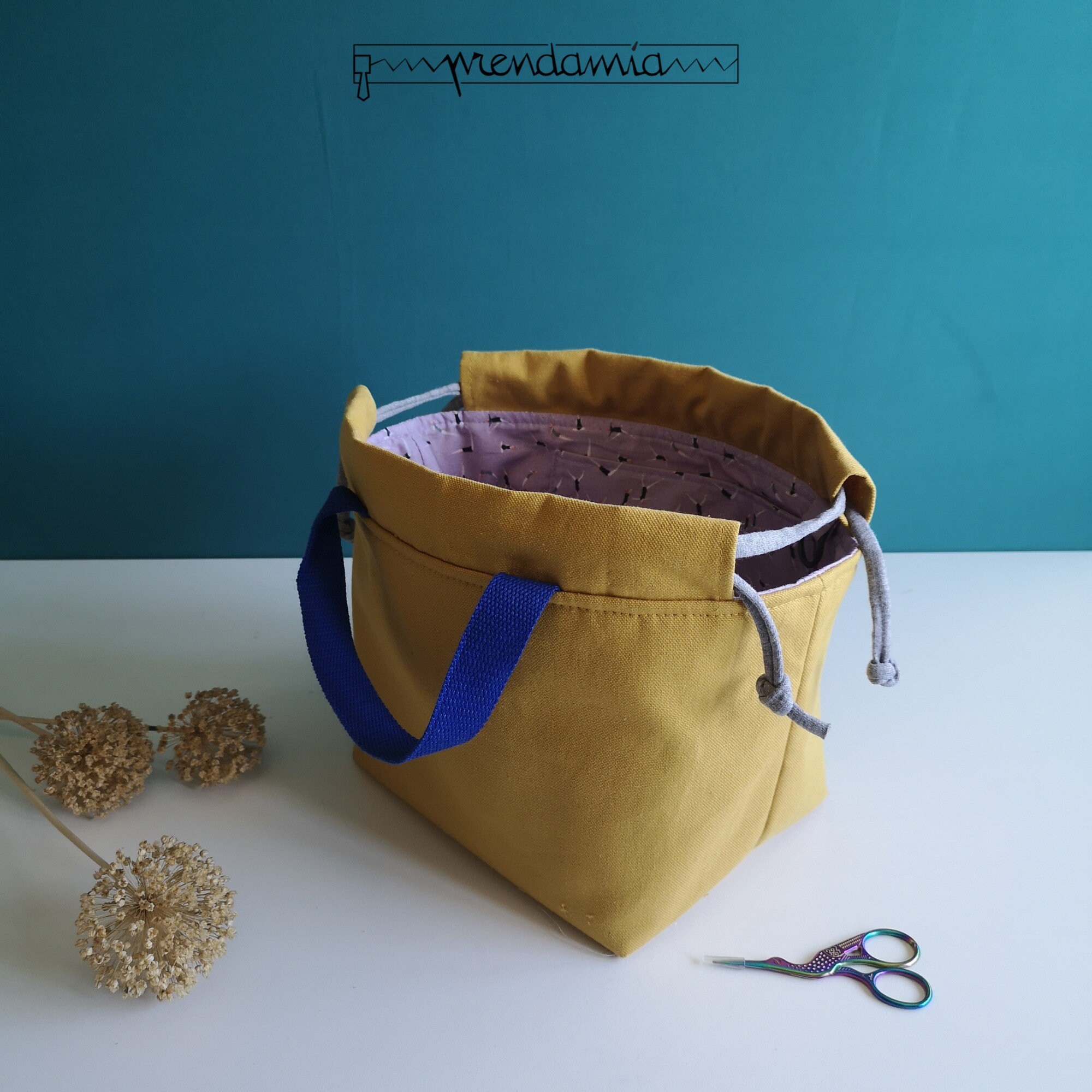 Project Bag, Bag for Knitters, Knitting Bag, Bucket Bag, Organizer Basket,  Big Toiletry Bag, Drawstring Project Bag, Large Toiletry Bag 