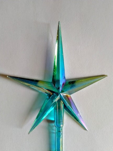 Vintage Ceramic Christmas Tree Lights Bulbs Large Aurora Aqua Star *N…