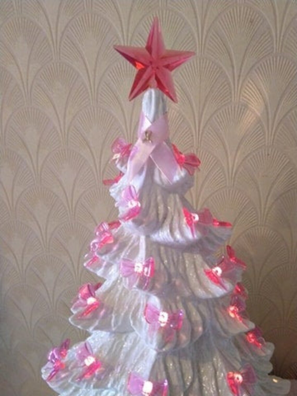 50 Pink Bows and Pink Classic Star Tree Topper plus a Free Etsy