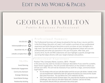 Modern Resume Template + Cover Letter & Social Icons (Instant Download)