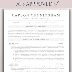 ATS Friendly Resume Template for Word, Google Docs Resume Template, ATS Compatible Resume Instant Download, Professional Resume Template, CV