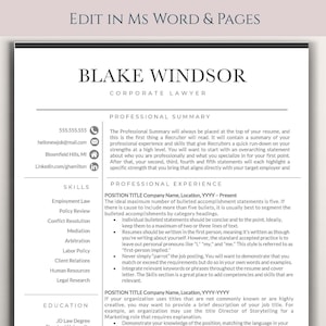 Professional Resume Template: Cover Letter, CV Template (Instant Download)