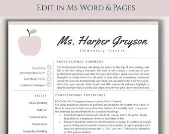 Modern Resume Template + Cover Letter & Social Icons (Instant Download)