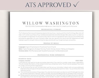 Professional Resume Template for Word: Cover Letter CV (Instant Download)