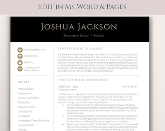 Modern Resume Template for Word: Cover Letter & Social Icons (Instant Download)