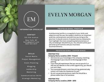free resume template etsy