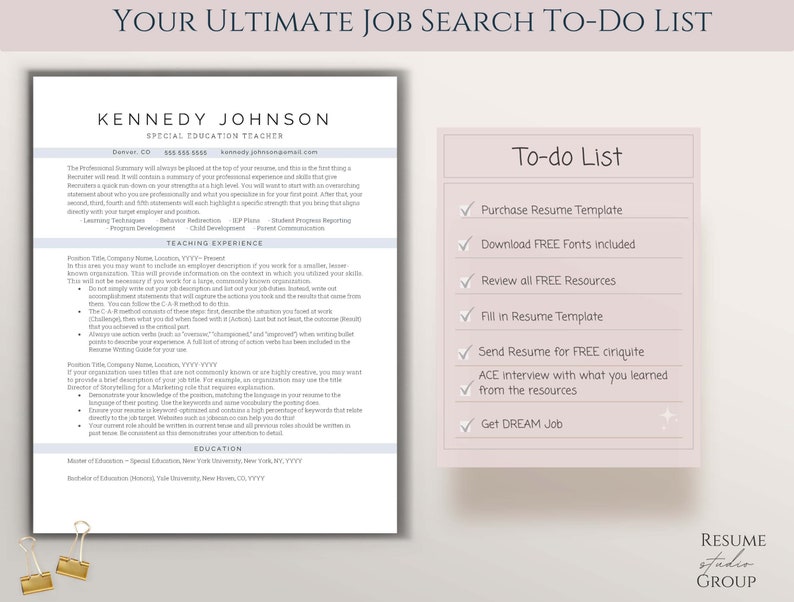 Teacher Resume Template Google Docs Teacher Resume Etsy