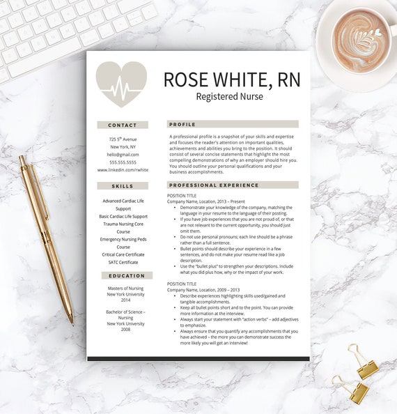 Nursing Resume Template Free from i.etsystatic.com