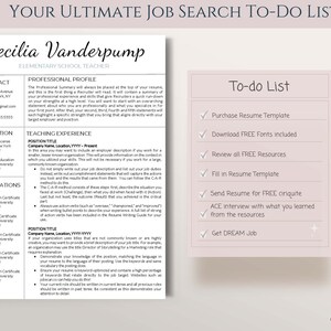 K&ouml;nnte beinhalten: Eine rosa und wei&szlig;e To-Do-Liste f&uuml;r Arbeitssuchende. Die Liste enth&auml;lt Aufgaben wie den Kauf einer Lebenslaufvorlage, das Herunterladen kostenloser Schriftarten, das &Uuml;berpr&uuml;fen kostenloser Ressourcen, das Ausf&uuml;llen einer Lebenslaufvorlage, das Senden eines Lebenslaufs zur kostenlosen &Uuml;berpr&uuml;fung, das Bestehen eines Vorstellungsgespr&auml;chs und das Erhalten eines Traumjobs.