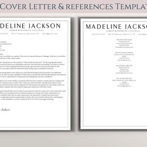 May include: A cover letter and references template for a human resources executive. The template includes a sample cover letter and a list of references with contact information.