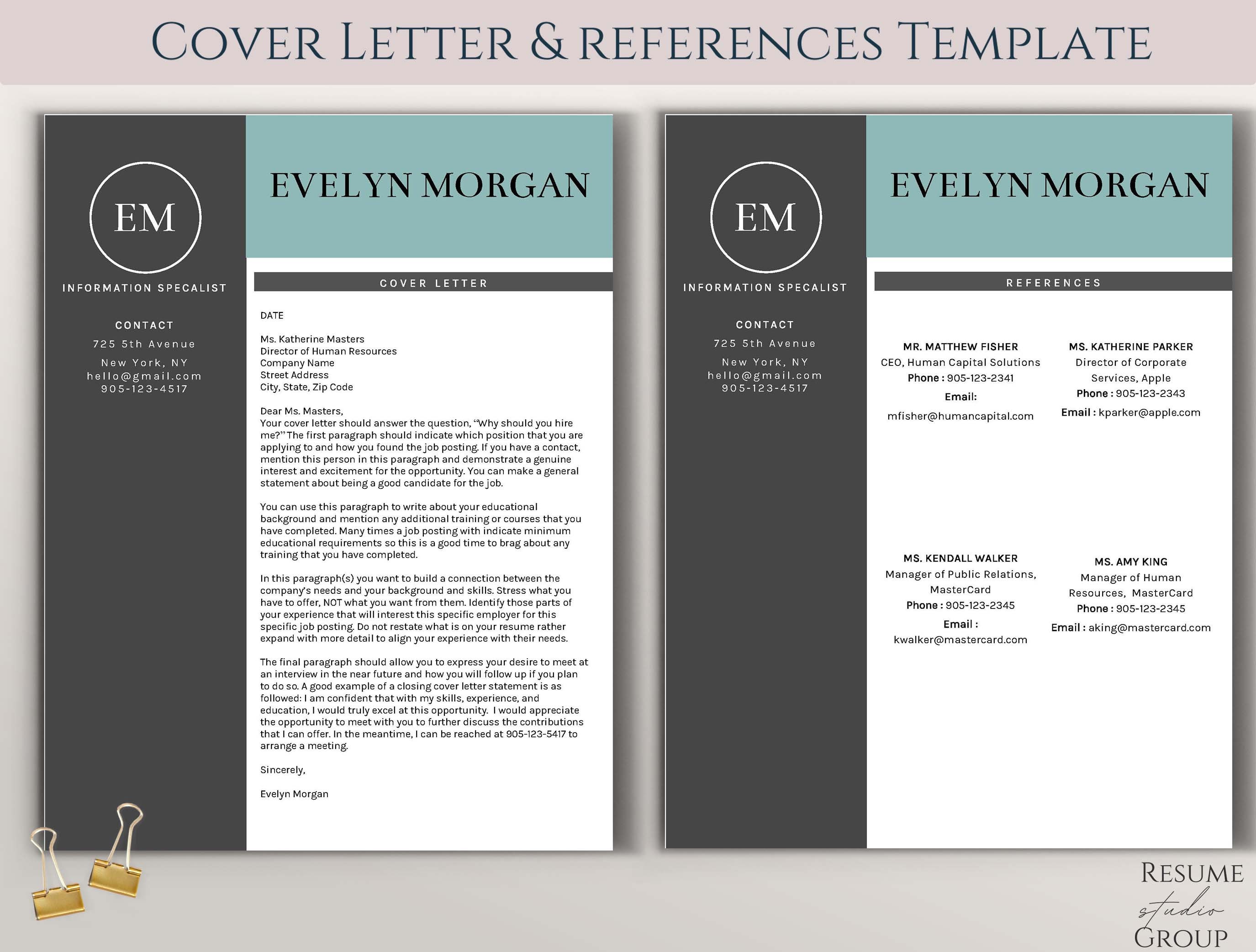 Creative Resume Template for Word + Free Cover Letter + Social Icons ...