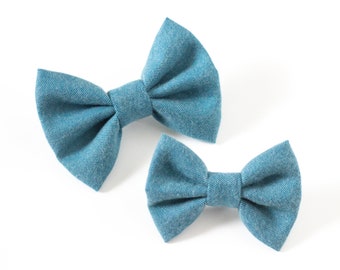 Denim Blue FLANNEL Pet Bow (Super soft!)