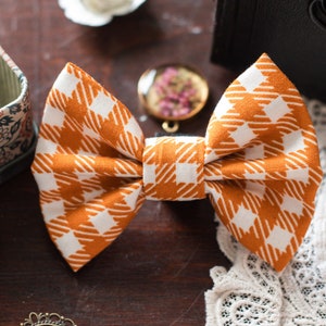 Rusty Fall Checkered Plaid Pet Bow