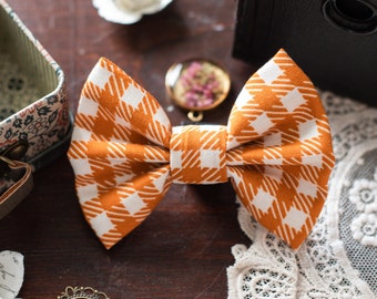 Rusty Fall Checkered Plaid Pet Bow