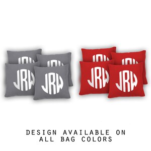 Three Letter Block Monogram Cornhole Bags Set of 8-17 Colors to Choose From-Homemade Quality Regulation Cornhole Bags-Bean Bag Toss