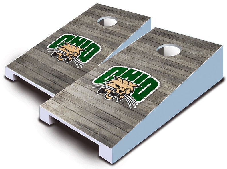 Officially Licensed Ohio Bobcats Distressed Tabletop Cornhole Set With ...