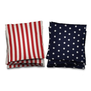Stars and Stripes Cornhole Bags Set of 8 - Homemade Quality Regulation Cornhole Bags - Bean Bag Toss - Cornhole Bags