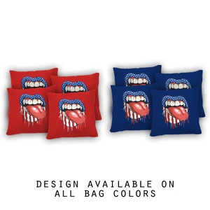 American Flag Lips Cornhole Bags Set of 8 - 17 Colors To Choose From - Homemade Quality Regulation Cornhole Bags - Bean Bag Toss