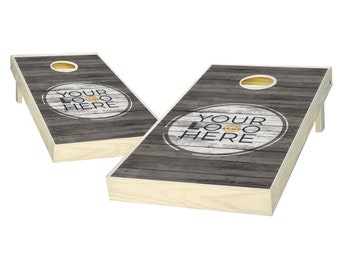 Custom Cornhole Set - Add Your Logo Here - Custom Distressed Design Cornhole Boards - Custom Bag Toss - Outdoor Lawn Game - Regulation Size