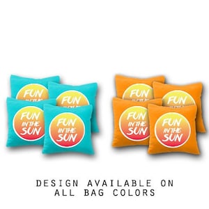 Fun in the Sun Cornhole Bags Set of 8 - Homemade Quality Regulation Cornhole Bags - 17 Colors To Choose From - Bean Bag - Cornhole Bags