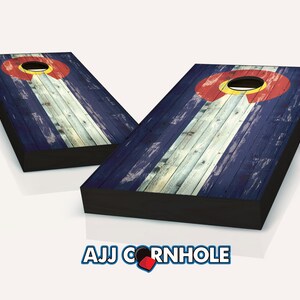 Colorado Flag Distressed Cornhole Set With Bags - Cornhole Set - Outdoor Game - Cornhole Set - Bean Bag Toss Set -