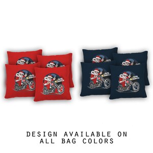 Motorcycle Santa Cornhole Bags Set of 8 - 17 Colors To Choose From - Homemade Quality Regulation Cornhole Bags - Bean Bag Toss