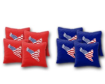 USA Eagle in Flag Cornhole Bags Set of 8 - Homemade Quality Regulation Cornhole Bags - Patriotic Cornhole - Cornhole Bags - USA Flag -