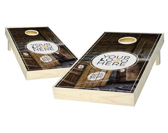 Custom Cornhole Set - Add Your Logo Here - Custom Crates Design Cornhole Boards - Custom Bag Toss - Outdoor Lawn Game - Regulation Size