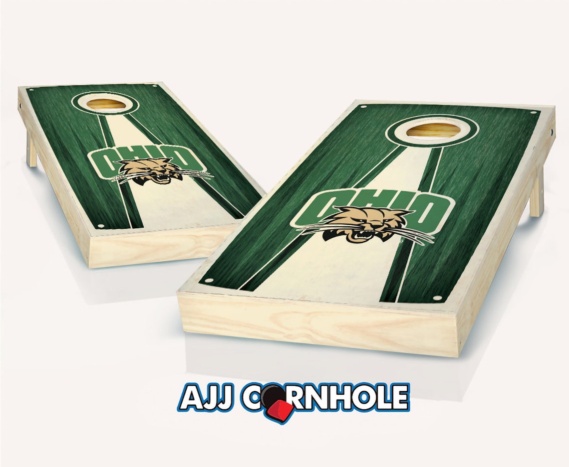 Officially Licensed Ohio Bobcats Pyramid Stained Cornhole Set With Bags ...