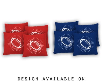 Football Graphic Cornhole Bags Set of 8 - 17 Colors To Choose From - Homemade Quality Regulation Cornhole Bags - Bean Bag Toss
