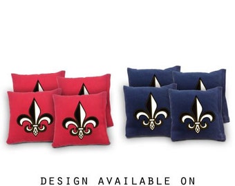 Fleur De Lis Cornhole Bags Set of 8 - Homemade Quality Regulation Cornhole Bags - 17 Colors To Choose From - Bean Bag Toss - Cornhole