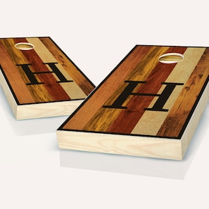 Multicolored Monogram Stained Cornhole Set with Bags Cornhole Set Stained Cornhole Set Monogram Cornhole Set Multicolored Stain image 1