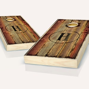 Burned Monogram Stained Cornhole Set with Bags Cornhole Set Stained Cornhole Set Personalized Set Burned Monogram Stained Set image 1