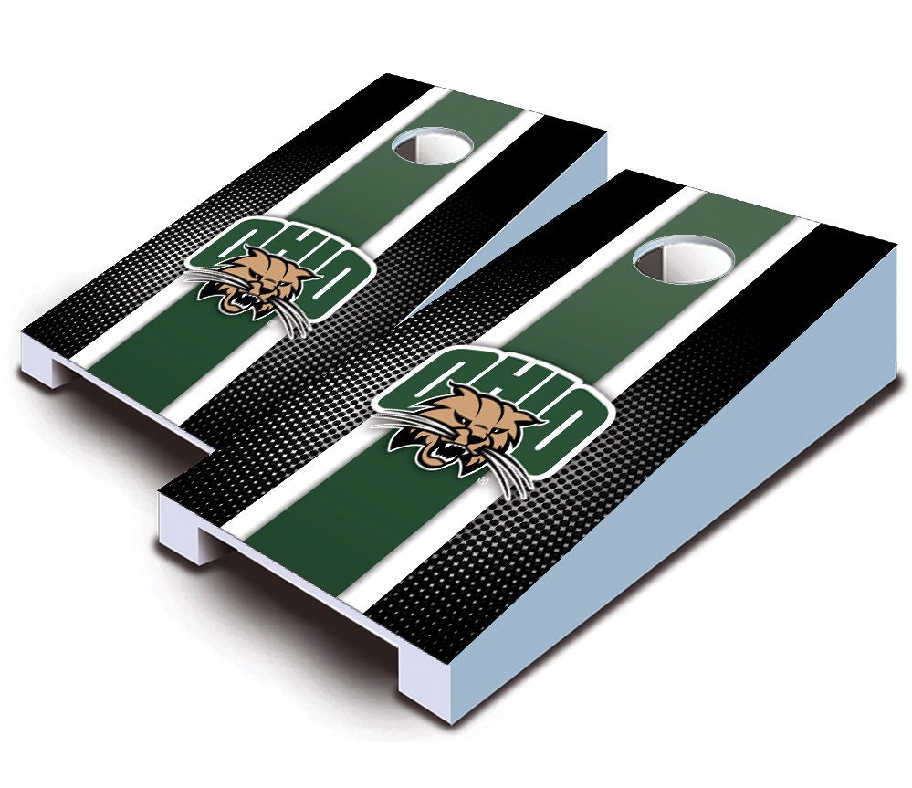 Officially Licensed Ohio Bobcats Striped Tabletop Cornhole Set With Bag ...