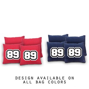 My Number Cornhole Bags Set of 8 - 17 Colors To Choose From - Homemade Quality Regulation Cornhole Bags - Bean Bag Toss - Cornhole Bags