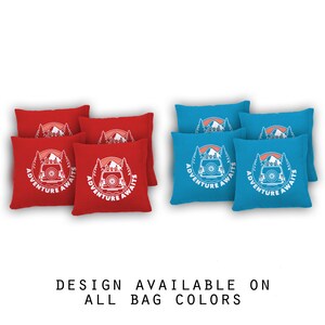 Adventure Awaits Cornhole Bags Set of 8 - 17 Colors To Choose From -Homemade Quality Regulation Cornhole Bags - Bean Bag Toss